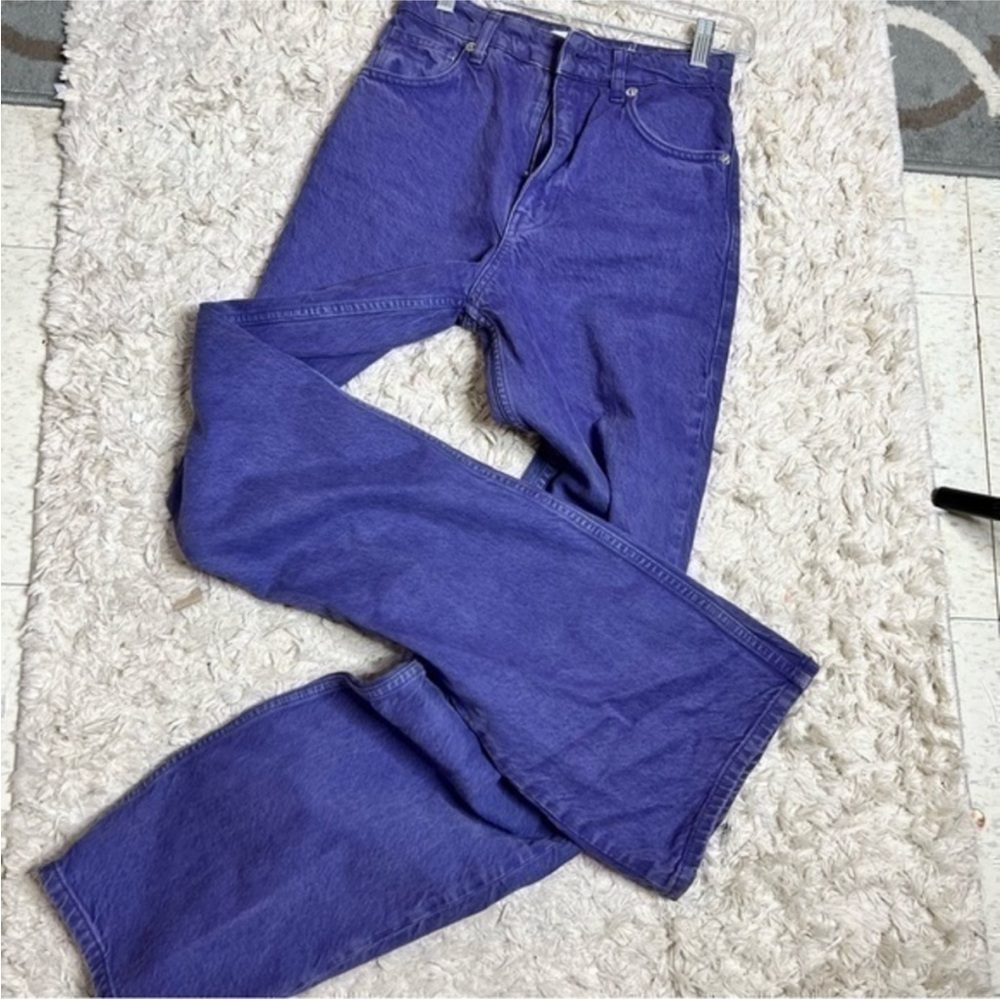 Zara long bootcut purple denim size 2.